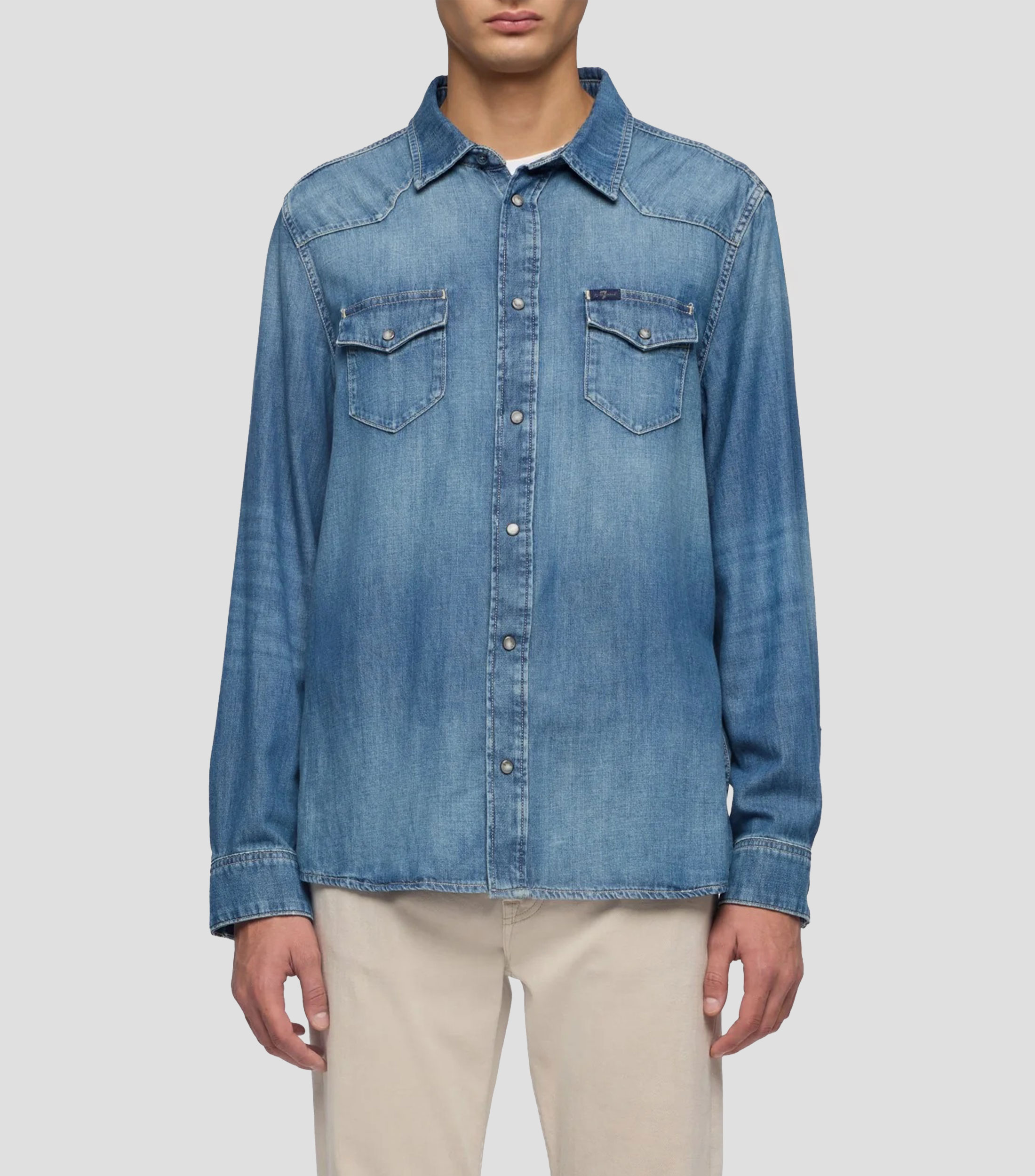 Camisa lisa manga larga Hombre